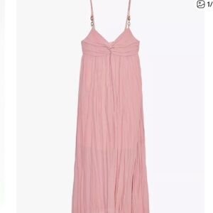 Zara Blush Chiffon Pink Maxi Dress with Gold and Stone Straps
